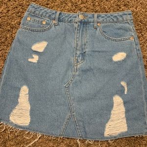 Distressed Denim Skirt